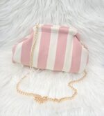 Bolso tendencia tejido rayas pastel rosa