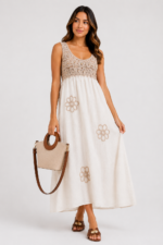 Vestido Boho Crochet Blanco perla