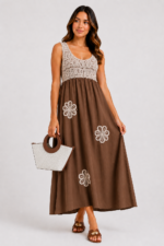 Vestido Boho Crochet Marrón chocolate