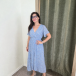 Vestido Celeste Plisado – Talla única 36 a 40