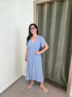 Vestido Celeste Plisado – Talla única 36 a 40